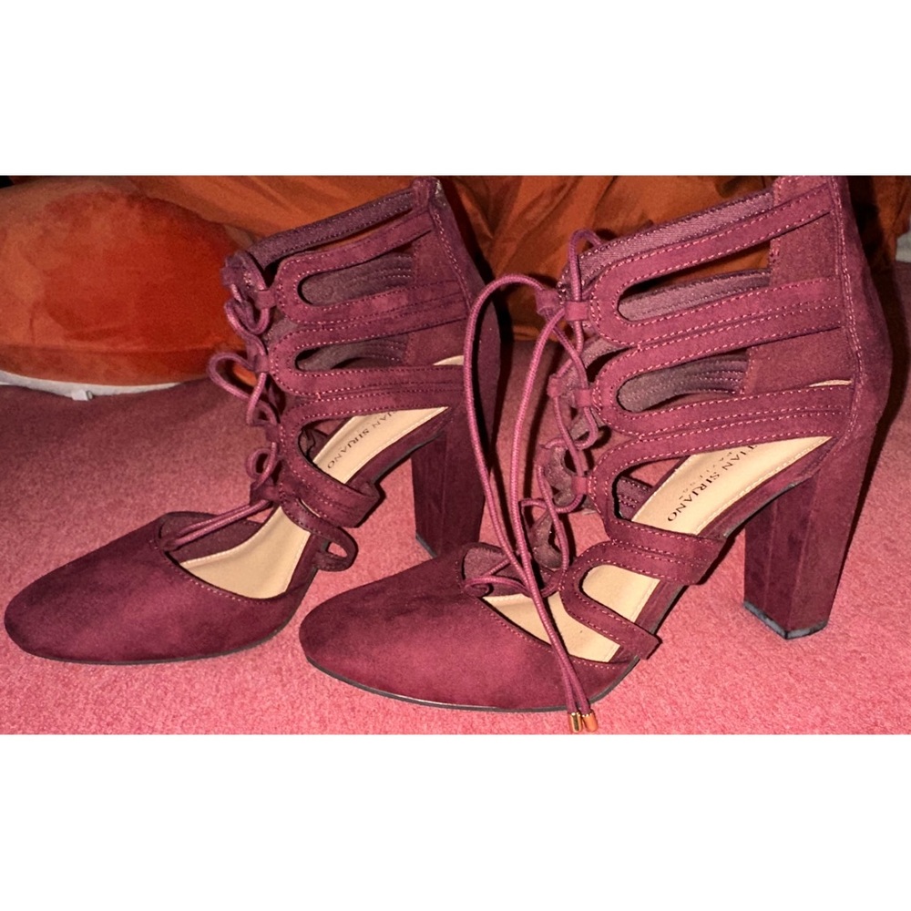 Christian Siriano burgundy heels